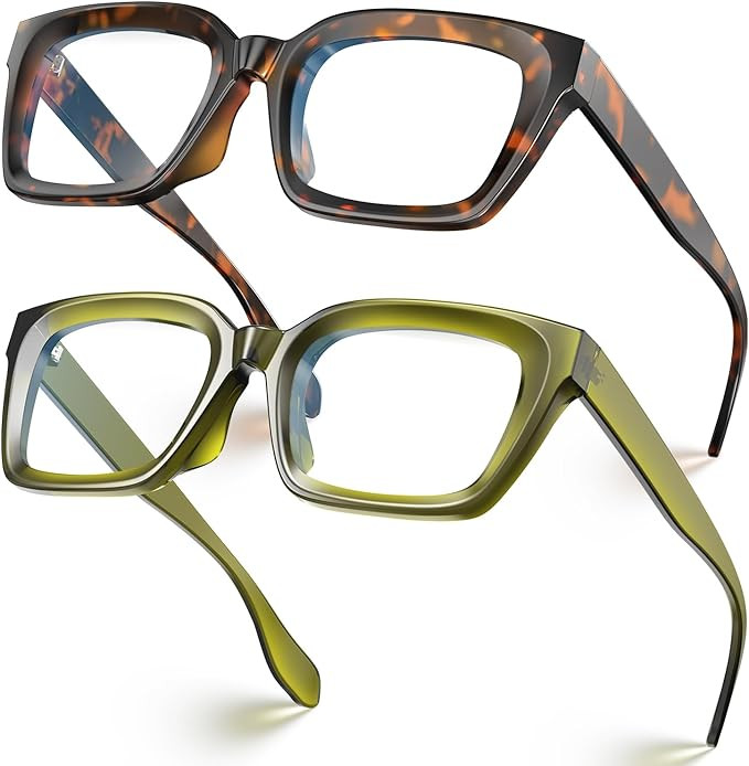 VISOONE Chunky Square Blue Light Blocking Glasses with Anti Computer Glare for Working Women Men ... | Amazon (US)