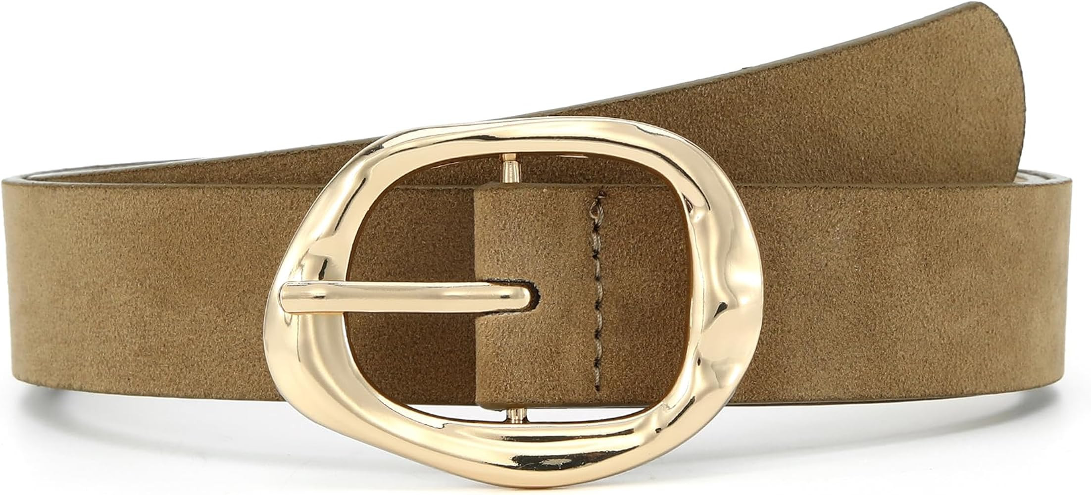 Earnda Leather Belts for Women Casual Fashion Waist Belt with Liquid Shapes Gold Buckle for Jeans... | Amazon (US)