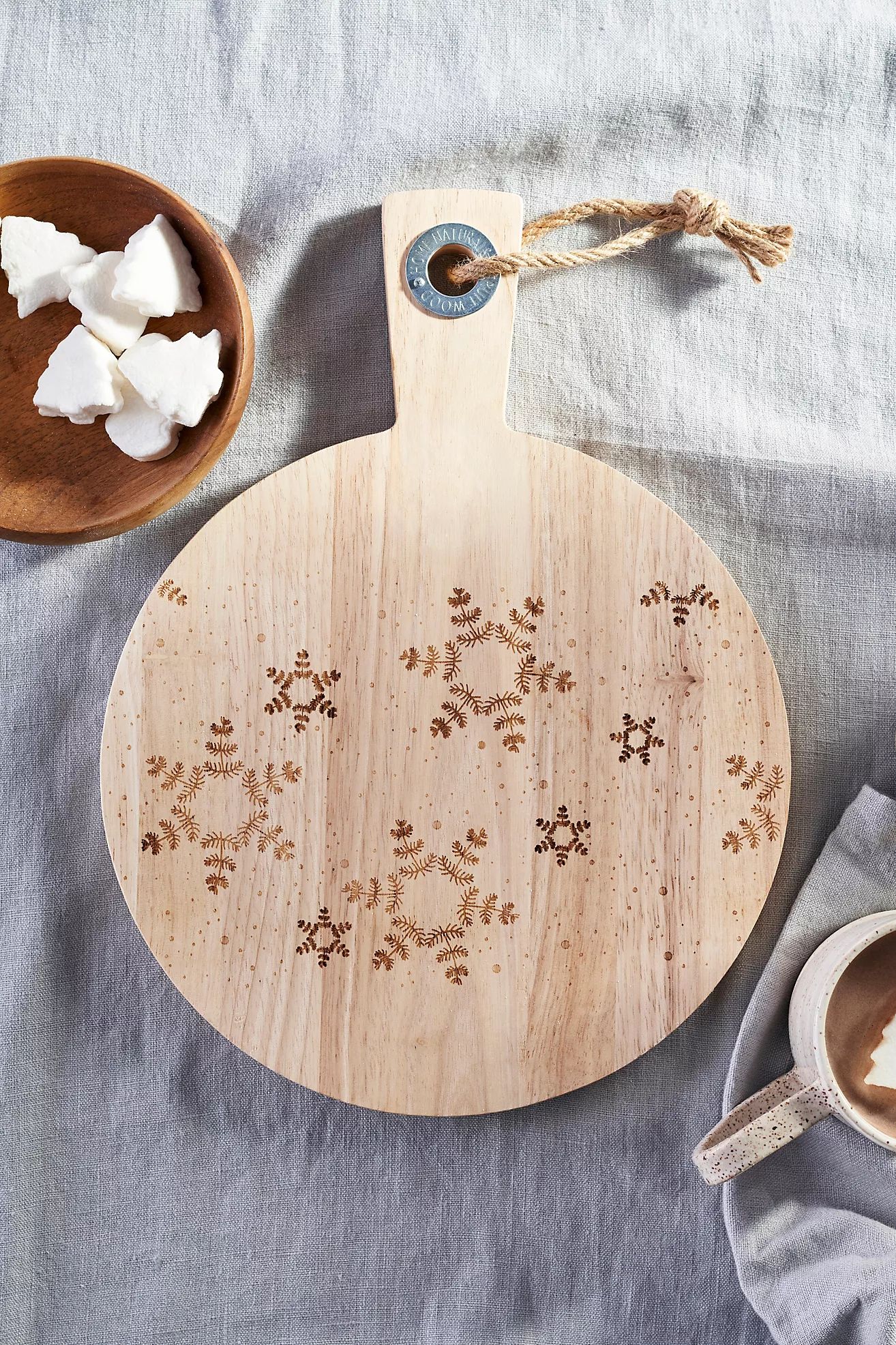 Snowflake Etched Wood Serving Board | Anthropologie (US)