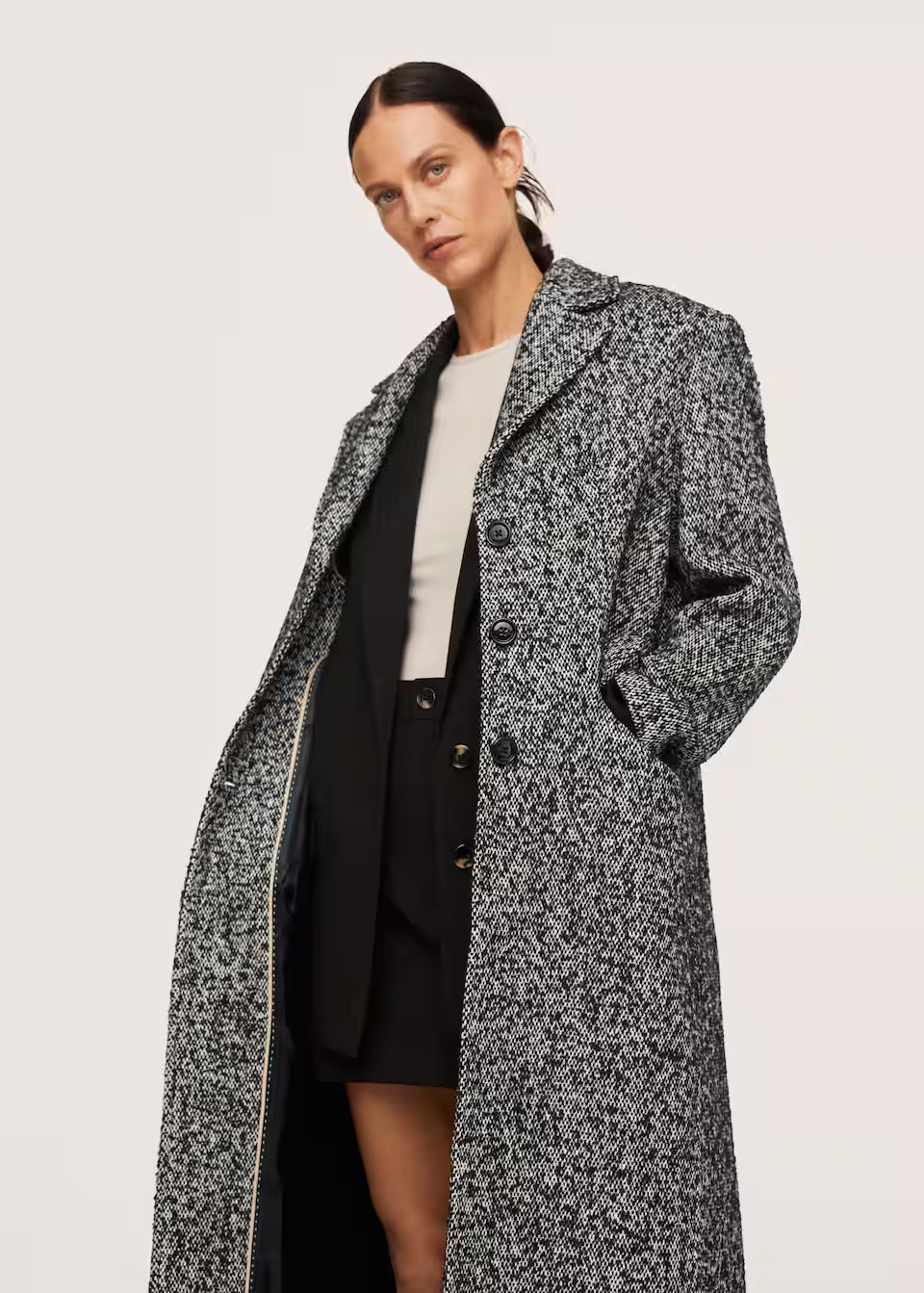 Marbled knit coat | MANGO (US)