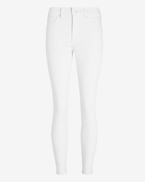 Mid Rise White Knit Skinny Jeans | Express