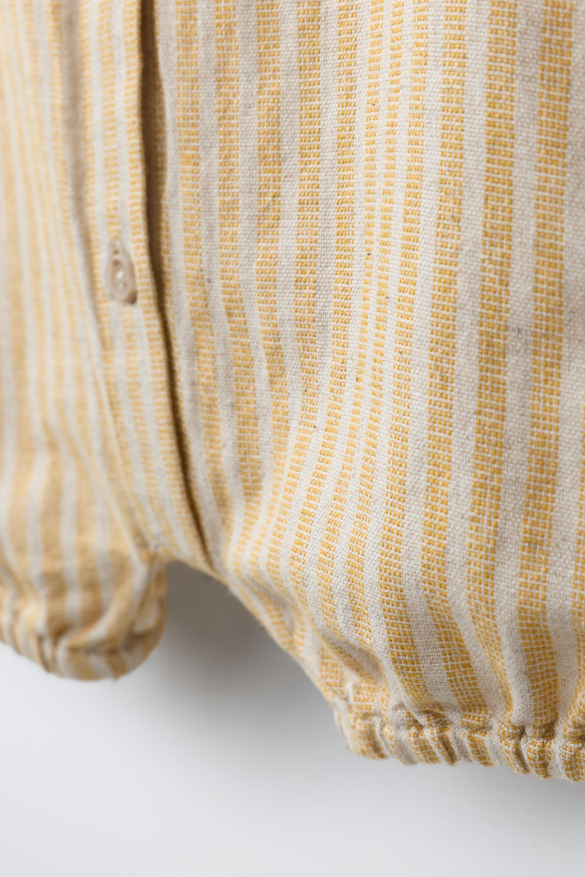 STRIPED COTTON AND LINEN ROMPER | Zara UK