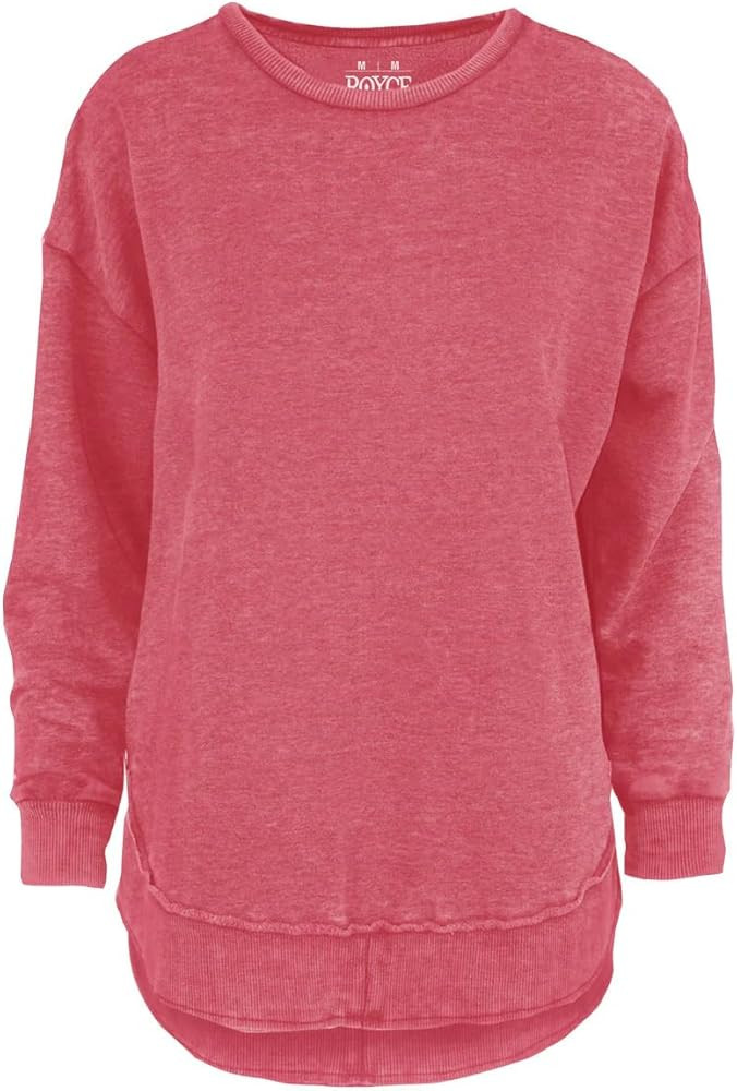 Melange Poncho Fleece: Long Sleeve Crew Neck Hi-Lo Round Bottom, Red, XL | Amazon (US)