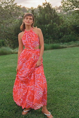 ML Monique Lhuillier Cutout Halter Maxi Dress | Anthropologie (US)