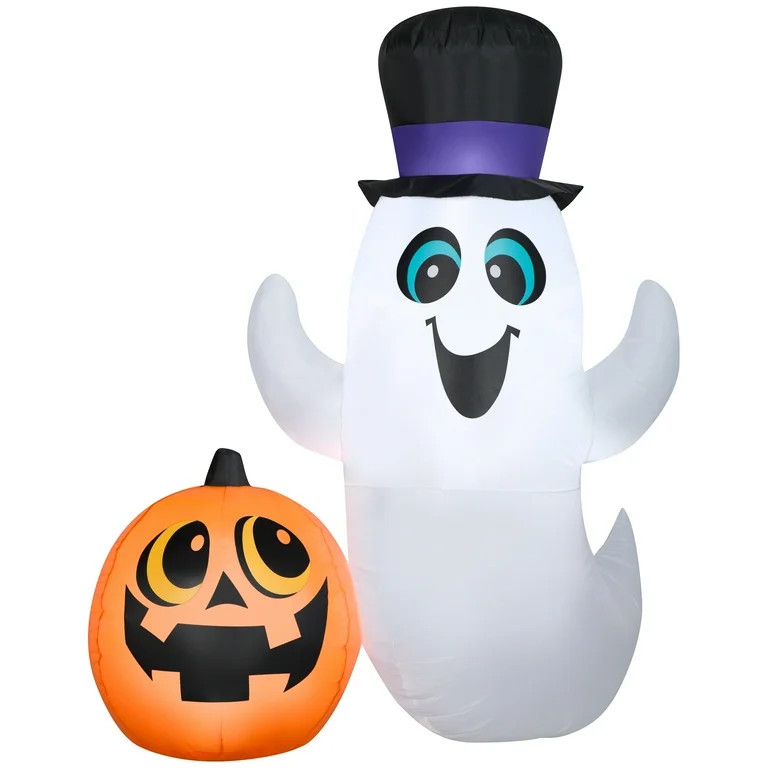 Airblown Inflatables Ghost and Pumpkin Scene, Medium - Walmart.com | Walmart (US)