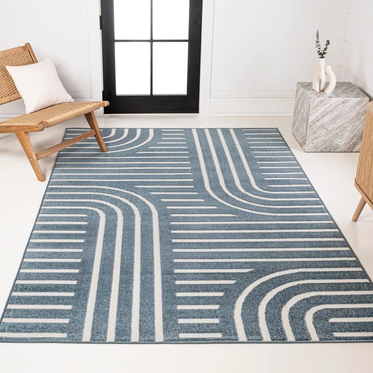 JONATHAN Y Anders High-Low MidCentury Modern Arch Stripe Two-Tone Indoor/Outdoor Area Rug | Target