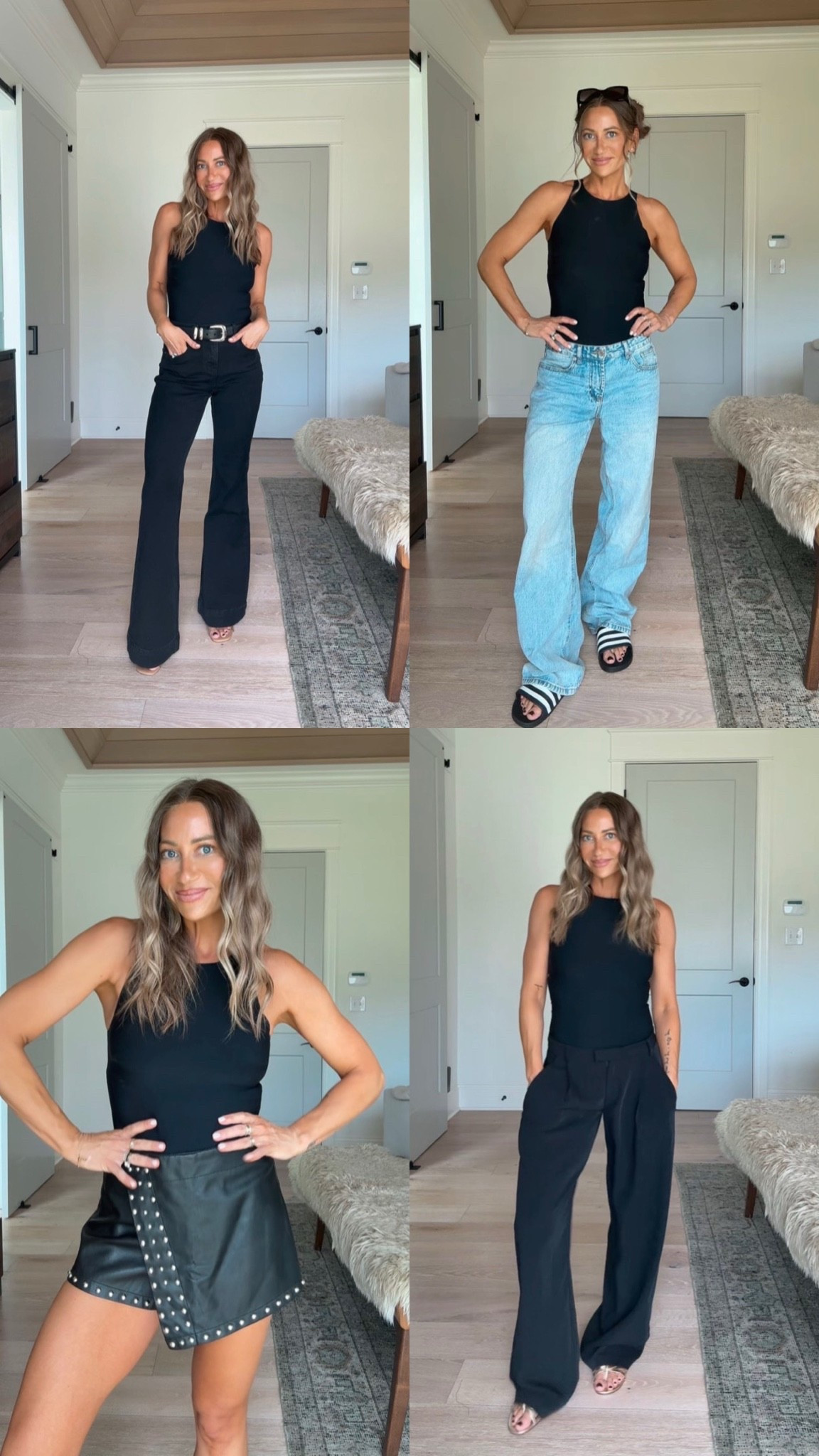 wearing a small in the bodysuit
26 in the black flares
27 in the slouchy blue denim
small in the trousers

the skort is sold out but I linked a similar one!

#LTKootd #LTKOver40 #LTKWorkwear
