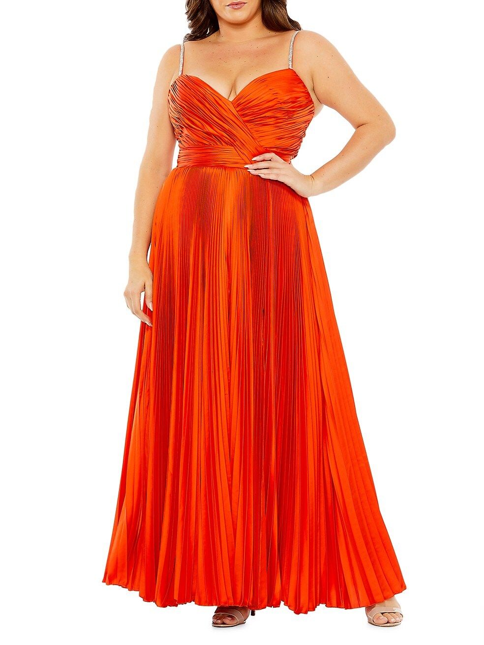 Fabulouss Pleated Embellished Strap Gown | Saks Fifth Avenue