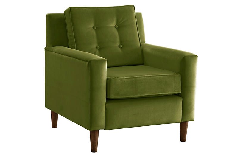 Winston Chair, Green Velvet | One Kings Lane