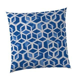Blue Square Cubed Outdoor Throw Pillow | The Home Depot