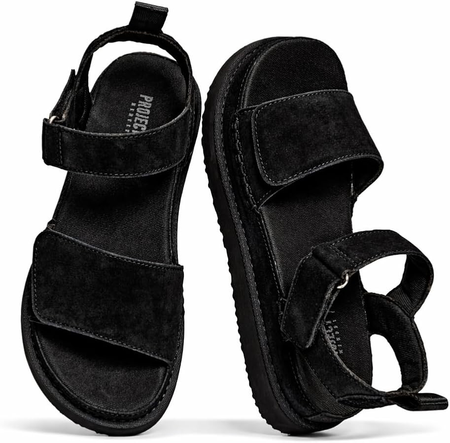 Project Cloud 100% Genuine Leather Platform Sandals For Women - Memory Foam Insole Slip Resistant... | Amazon (US)
