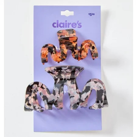 Claire s Resin Neutral Zig Zag Hair Claw Clips Small and Medium 2-Pack | Walmart (US)