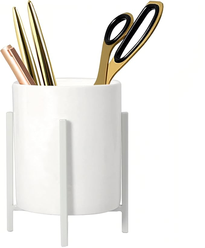 Ceramic Pen Holder for Desk, Durable Ceramic Pencil Cup Holder for Womens Girls, Makeup Cup for B... | Amazon (US)