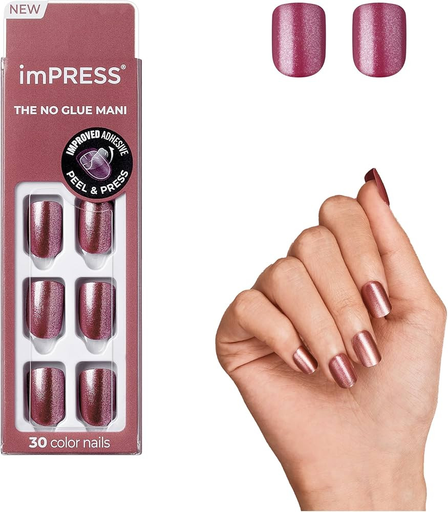 KISS imPRESS Color Press-On Manicure, Gel Nail Kit, PureFit Technology, Short Length, “Peanut P... | Amazon (US)