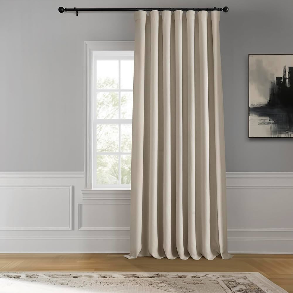 HPD Half Price Drapes - Faux Linen Curtains for Living Room (1 Panel) - 100W X 120L - Extra Wide ... | Amazon (US)