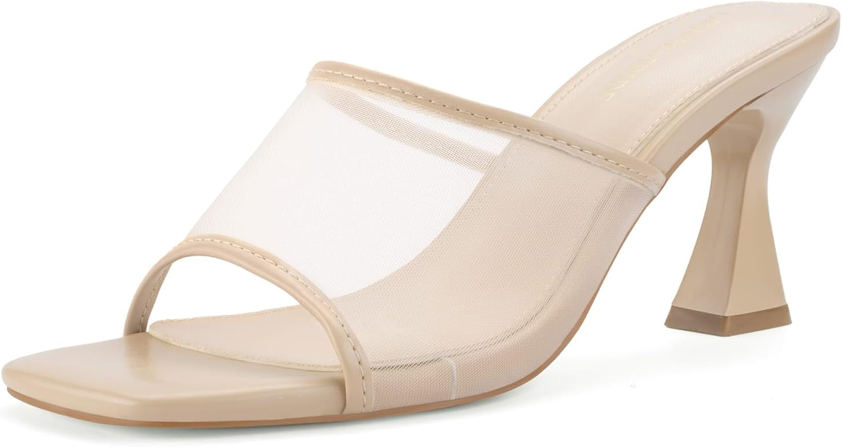 Women's Mule Heels Chunky Kitten Heeled Sandals Mesh Slip On Square Toe Comfortable Casual Dress ... | Amazon (US)