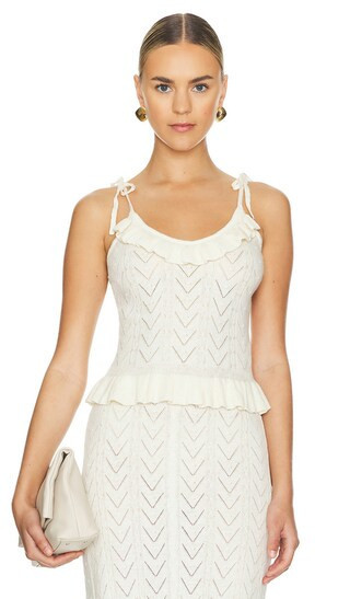 SPELL Lou Lou Knit Cami in White. - size XL | Revolve Clothing (Global)