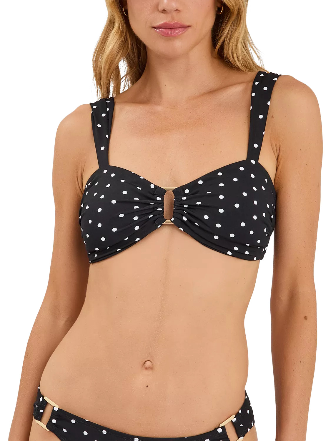 Accessorize Polka Dot Bandeau Bikini Top, Black/White | John Lewis (UK)