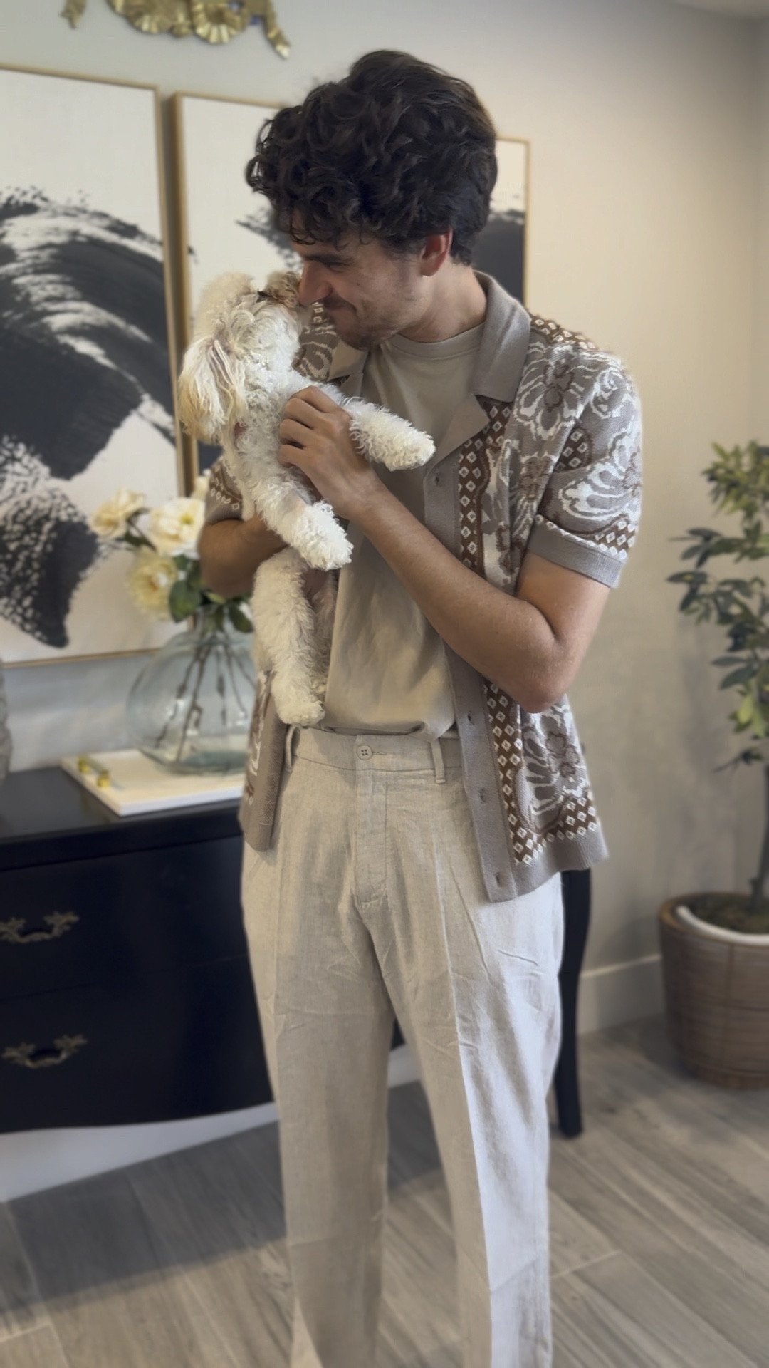 Trying on outfits for our Italy trip! He wears a Large in tops and 33x32 in the pants. + everything was on sale! 

Italy outfits, men’s outfits, neutral mens outfit, linen pants for men, beige mens pants, casual style for men, fall style for men, shopping for man. 

#LTKSaleAlert #LTKMens #LTKFallSale