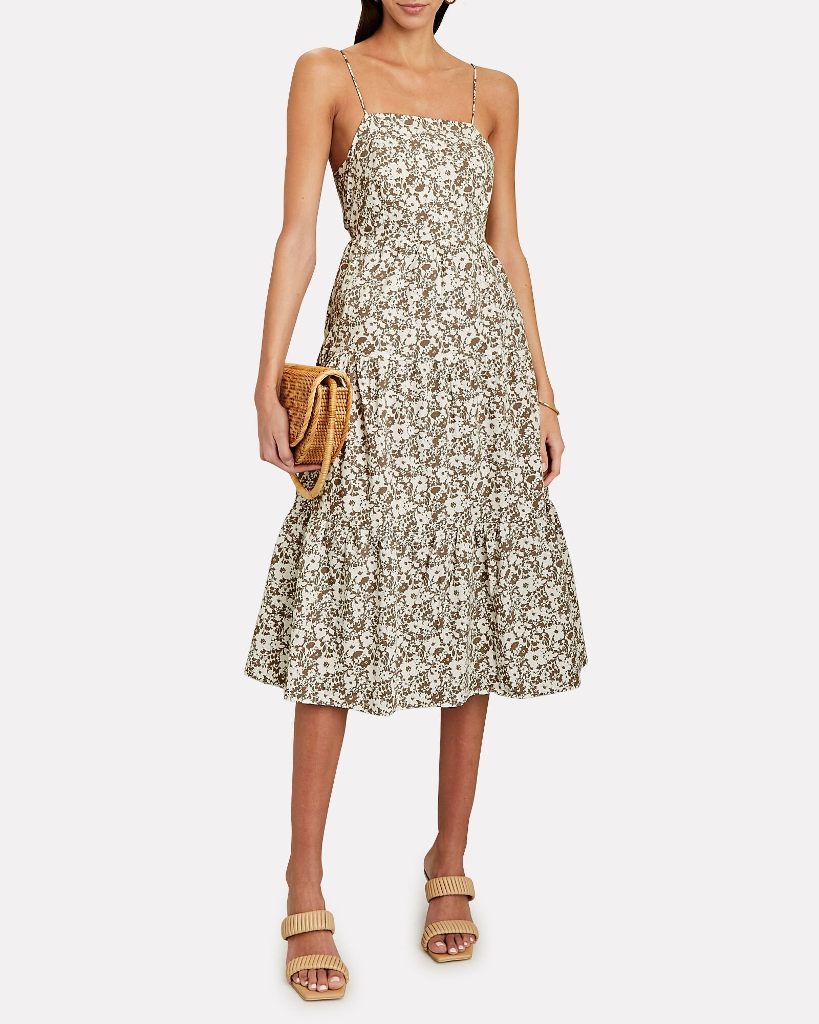 Leni Tie-Back Floral Midi Dress | INTERMIX