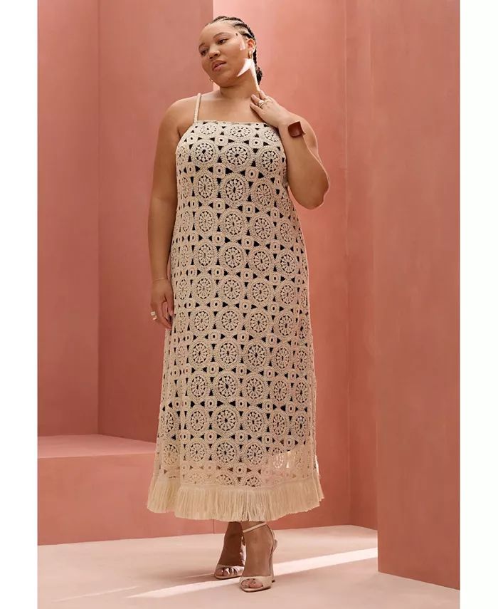 ELOQUII Plus Size Fringe A-Line Dress - Macy's | Macy's