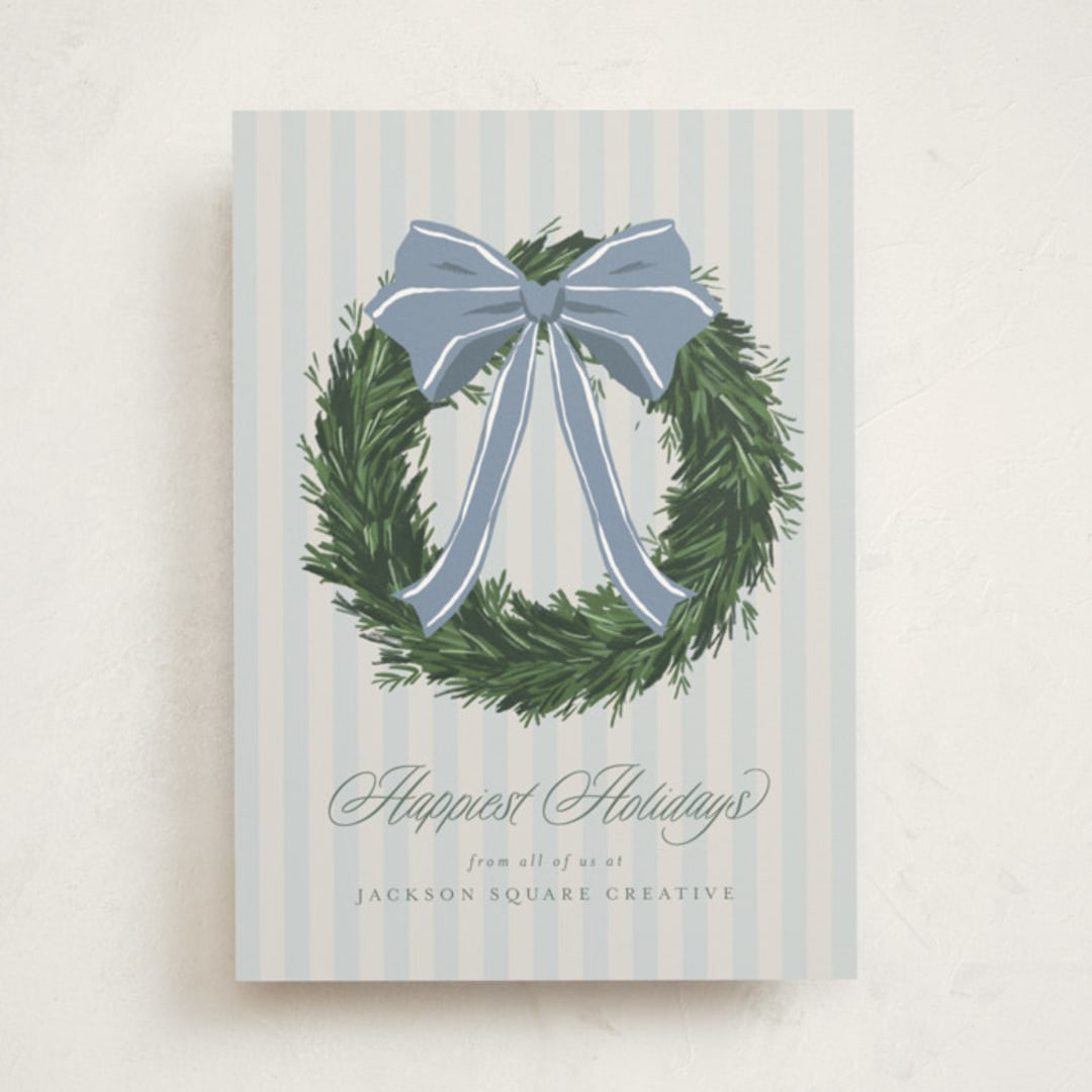 "Cape May Charm" - Customizable Business Holiday Cards in Blue by Everett Paper Goods. | Minted