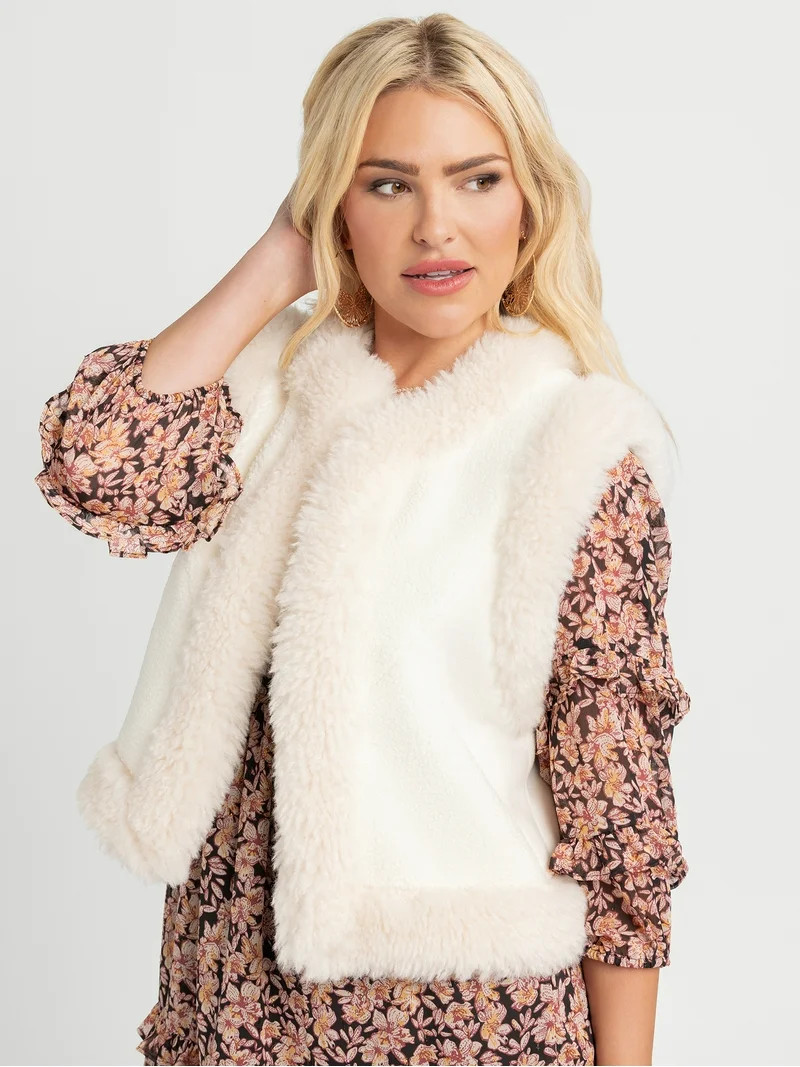 Jessica Simpson Women's Patchwork Faux Fur Vest, Sizes XS-XXL | Walmart (US)