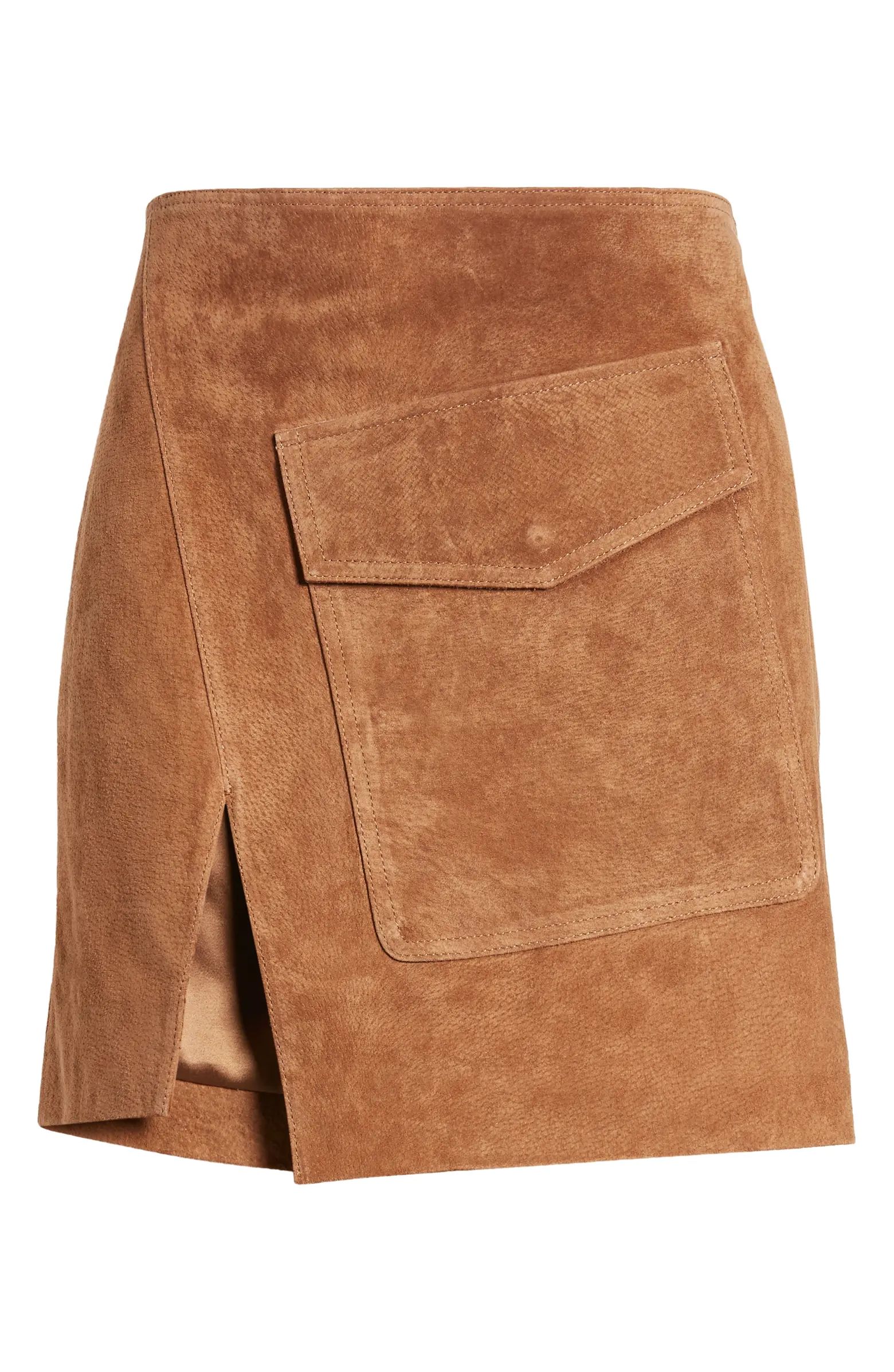 Suede Faux Wrap Miniskirt | Nordstrom