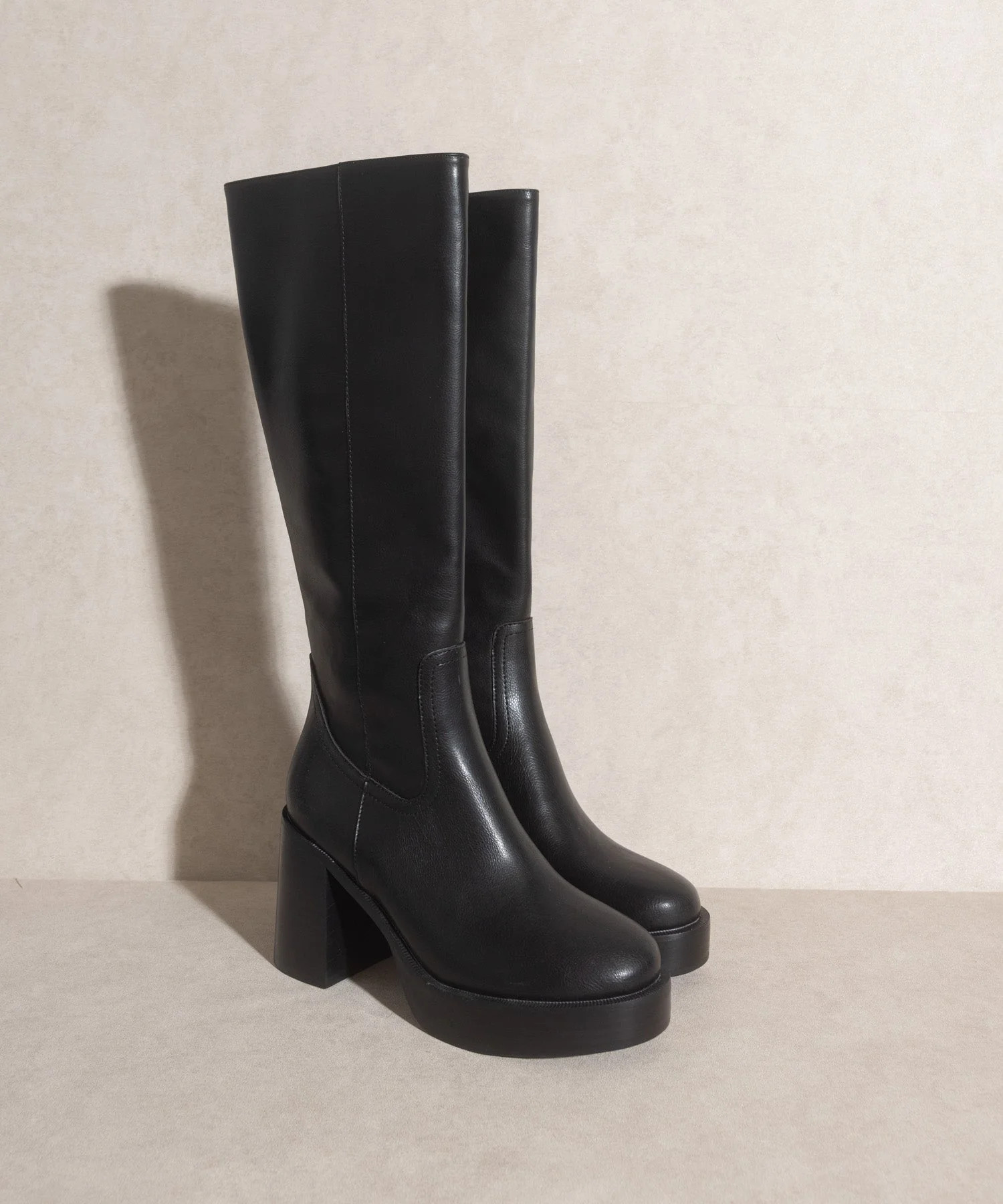 The Juniper - Black Platform Knee-High Boots | Oasis Society