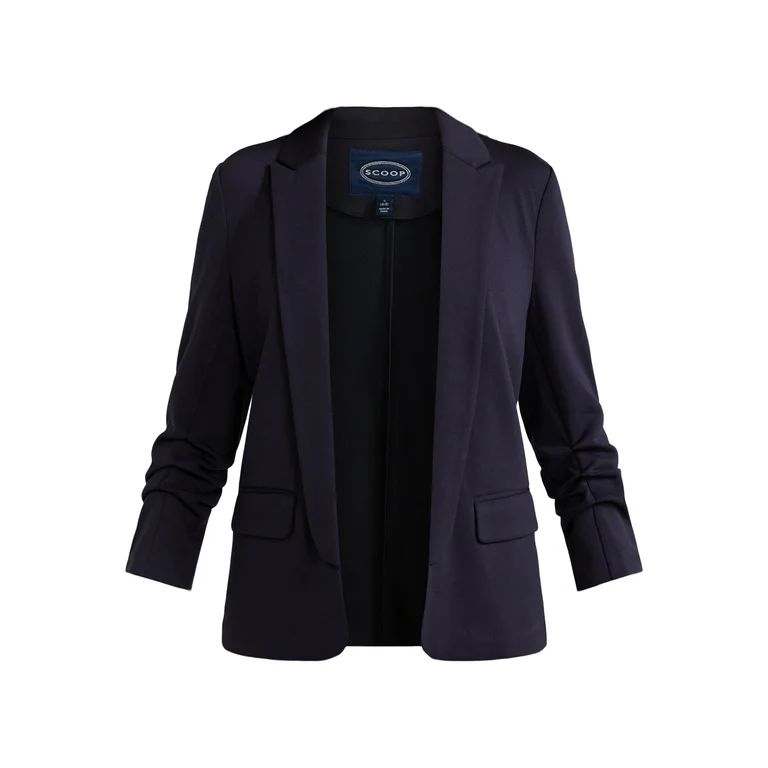 Scoop Women's Relaxed Scuba Knit Stretch Blazer with Scrunch Sleeves, Sizes XS-XXL | Walmart (US)