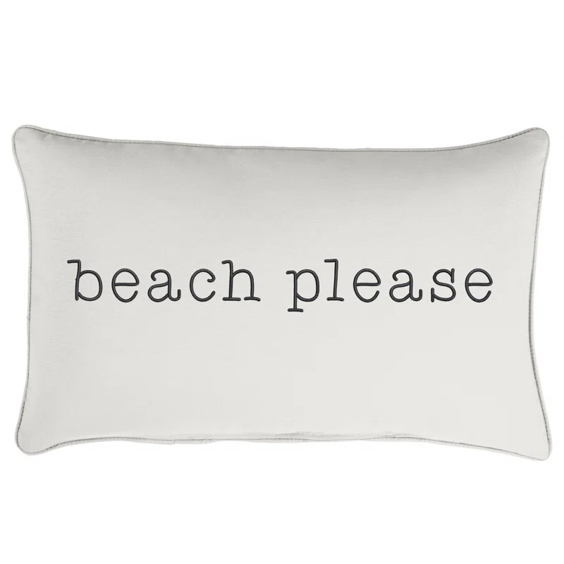 Sunbrella Indoor/Outdoor Lumbar Embroidered Pillow Beach Please | Wayfair North America