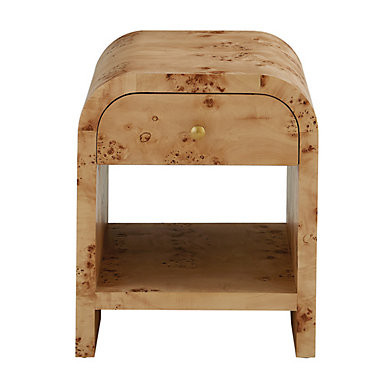 Serena Side Table with Burl Veneer & Antique Brass Pull Drawer | Ballard Designs, Inc.