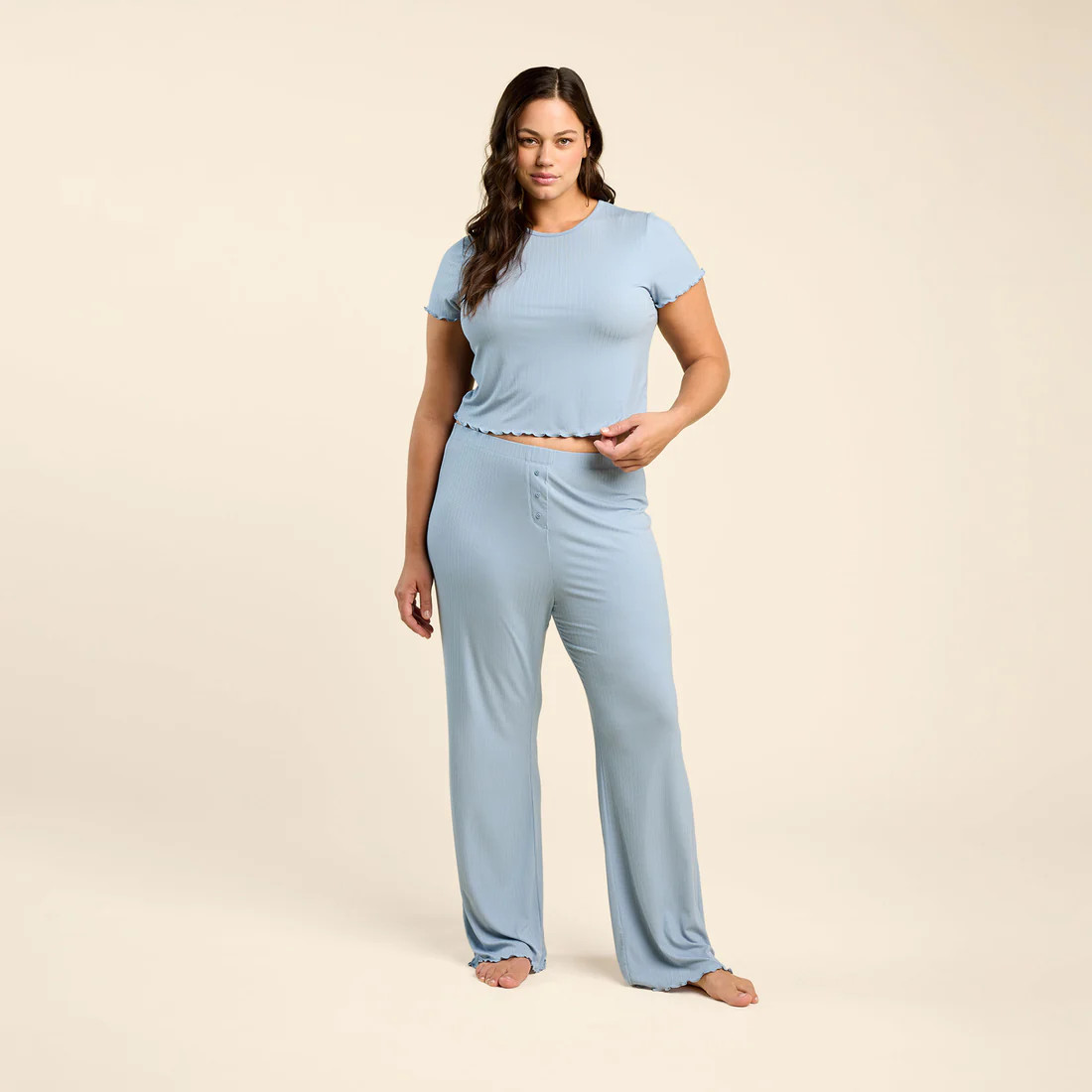 Mini Rib Pajama Set | Mist | Nuuds US