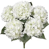 White Hydrangea Artificial Flowers Large Artificial Hydrangeas Silk Flowers for Home Decor Indoor We | Amazon (US)