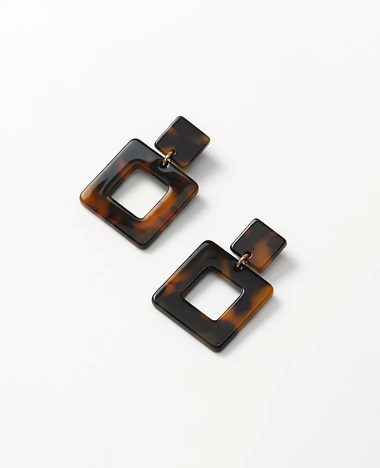 Square Tortoiseshell Print Statement Earrings | Ann Taylor | Ann Taylor (US)