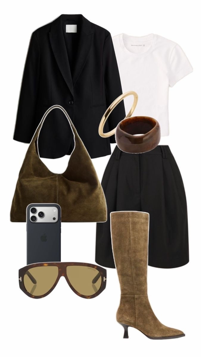trouser shorts & boots outfit - obsessing over boots and shorts looks these days

boots, boots outfits, trouser shorts and boots, blazer outfit, trending fashion for 2026 