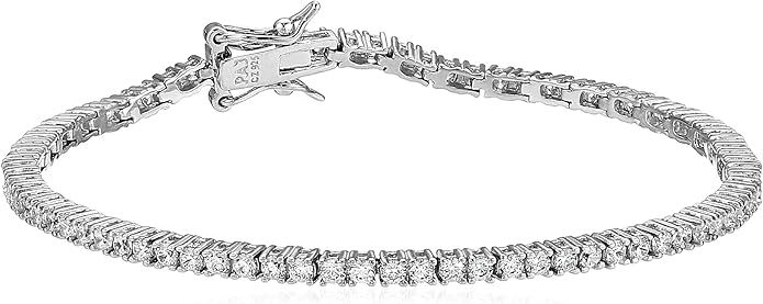 Platinum-Plated Sterling Silver and Cubic Zirconia Tennis Bracelet | Amazon (CA)