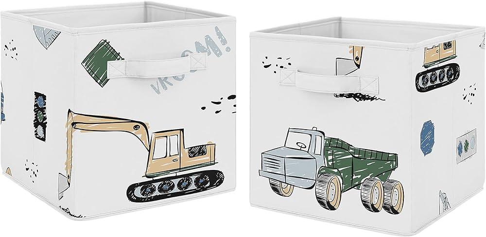Sweet Jojo Designs Construction Truck Foldable Fabric Storage Cube Bins Boxes Organizer Toys Kids... | Amazon (US)