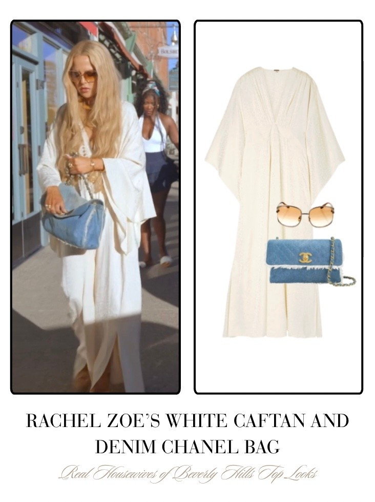 Rachel Zoe’s White Caftan and Denim Chanel Bag