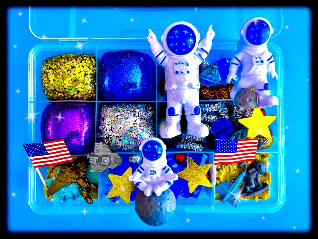 Outer Space Play Dough and Sand Kit, Play dough kit, Sensory Box, Playdough kit, Sensory Kit ,Bus... | Etsy (US)