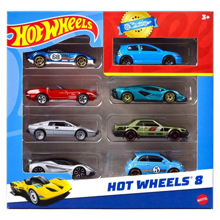 Hot Wheels Set of 8 Basic Toy Cars & Trucks in 1:64 Scale Including 1 Exclusive Car, Styles May V... | Walmart (US)