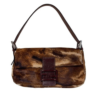 FENDI Baguette Brown Pony Hair Shoulder Bag | eBay US