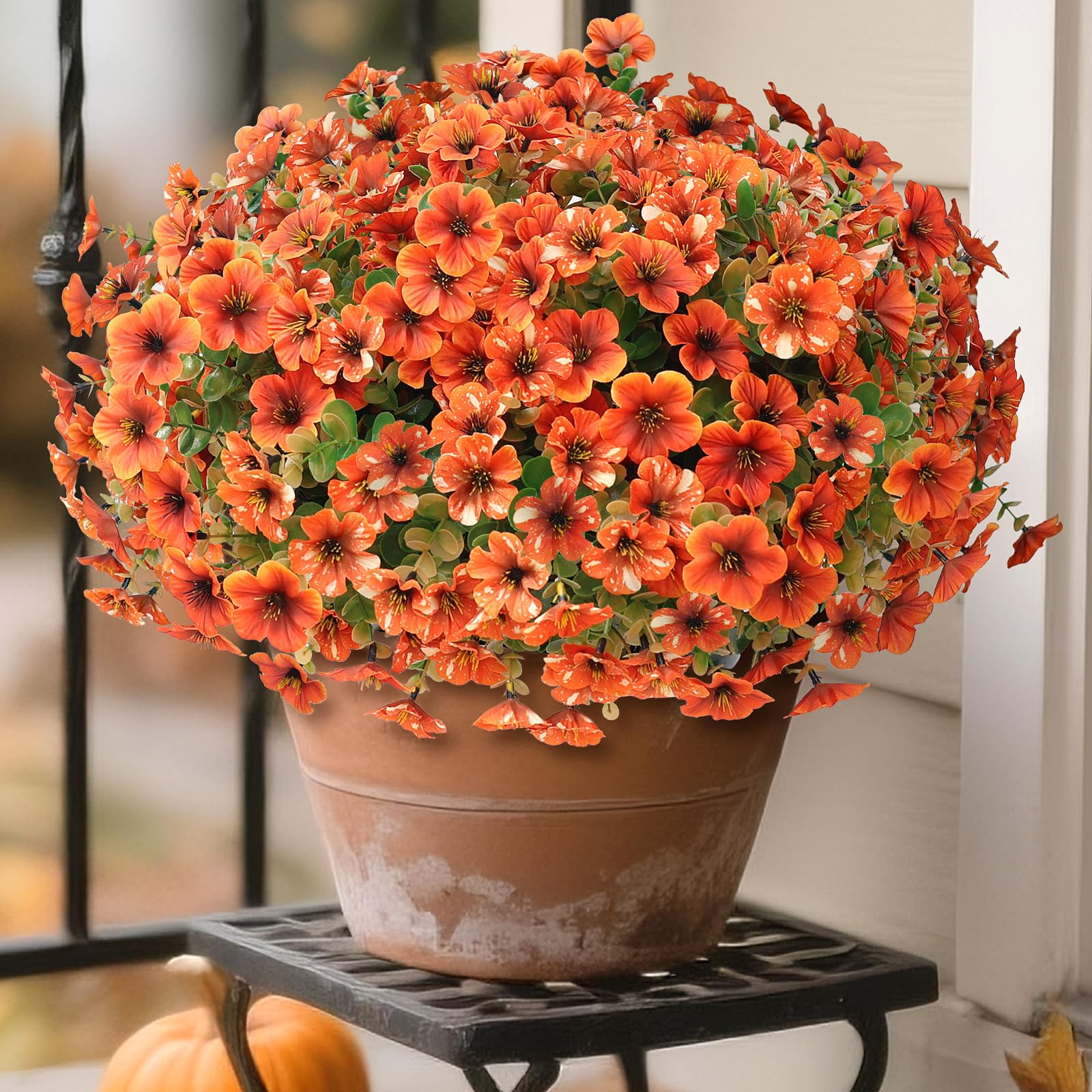 Artificial Flowers for Outdoor Fall Decoration-Faux Flower Petunia with Eucalyptus Fake Plants Bo... | Amazon (US)