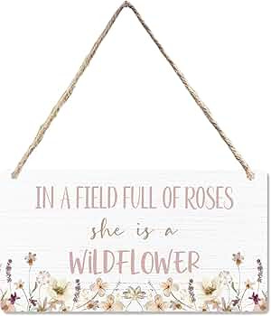CGBHW In a Field of Roses She is a Wildflower Wooden Sign, Pink Floral Baby Girl Nursery Girls Ro... | Amazon (US)