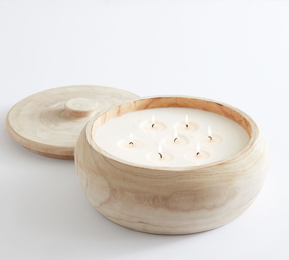 Wood Citronella Candle with Lid, Sea Salt | Pottery Barn (US)