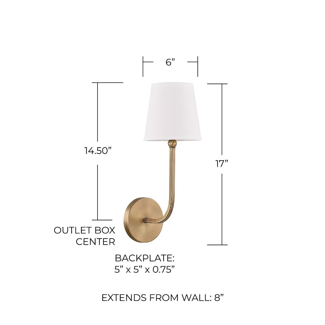 Capital Dawson 17" High Aged Brass Metal Wall Sconce | Lamps Plus
