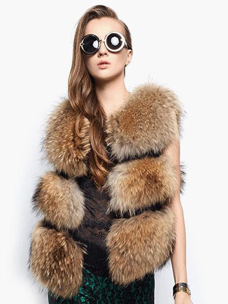 Faux Fur Vest Women Camel Coat Sleeveless Faux Fur Jacket | Milanoo