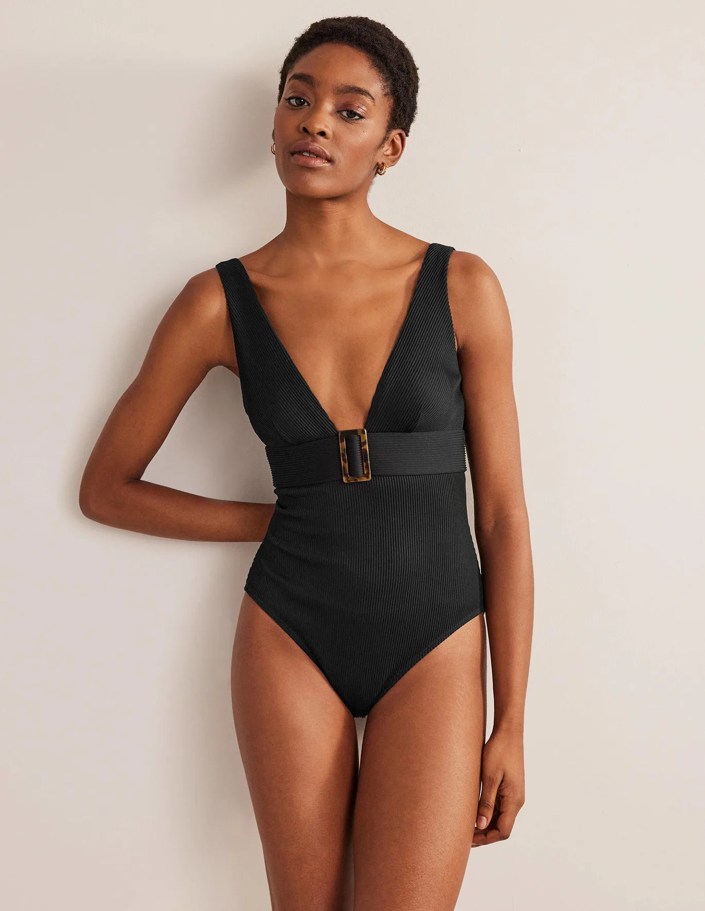 Resin Buckle V-neck Swimsuit | Boden (US)