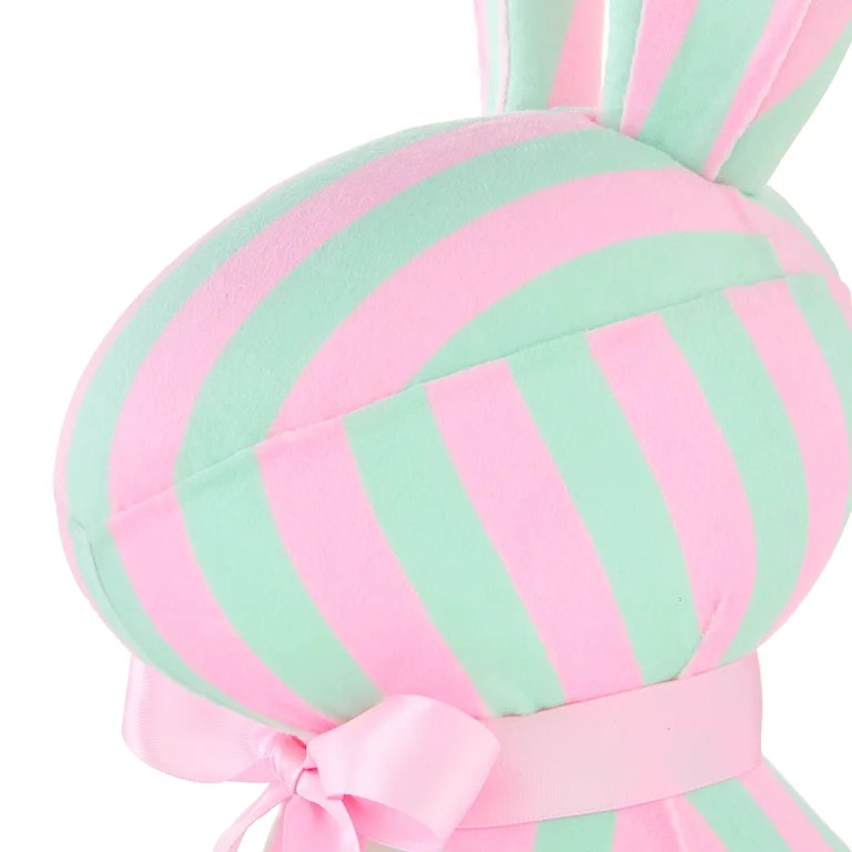 Striped Bunny Tabletop Decoration, Mint Green and Pink, 16", Easter by Way To Celebrate | Walmart (US)