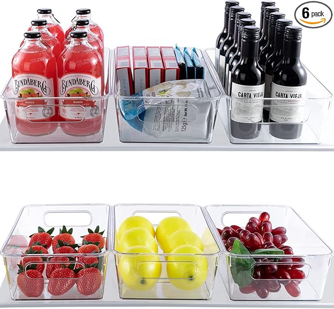 HOMER Set Of 6 Refrigerator Organizer Bins, Pantry Organization and Storage Bins, Fridge Organize... | Amazon (US)